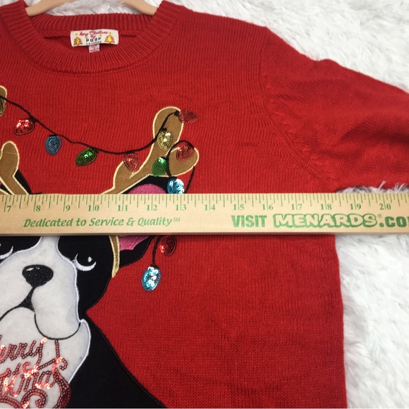 Merry Christmas by Poof Boston Terrier Sweater Size S - Picture 6 of 10